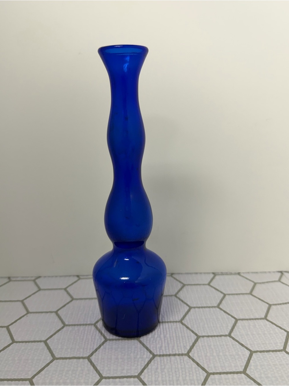 Tall Cobalt Blue Decorative Glass Bud Vase